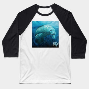 Sacred Cow - Manatee Crystal Sea Animal Creature Painting Hand-Signed Print Wall Art Handmade Home Decor Baseball T-Shirt